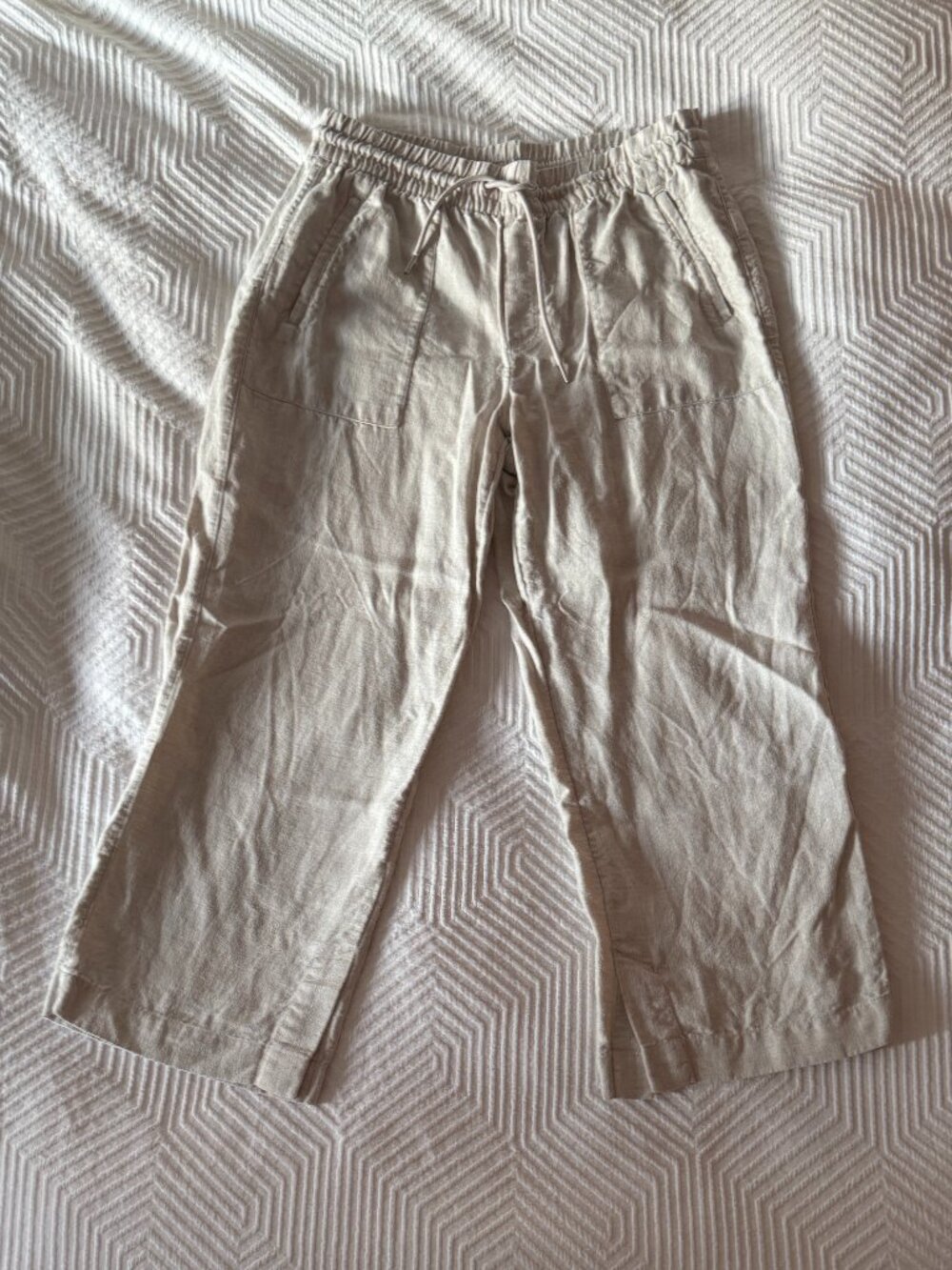Retreat Linen Mid Rise Wide Leg Pant, Undyed, Size Medium, Hemmed